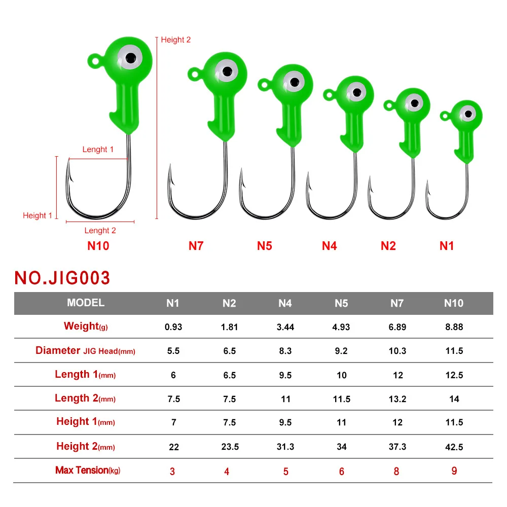 10 шт. рыболовные крючки с джиг-головкой 1 г 2 3. Искусственная яркость 7