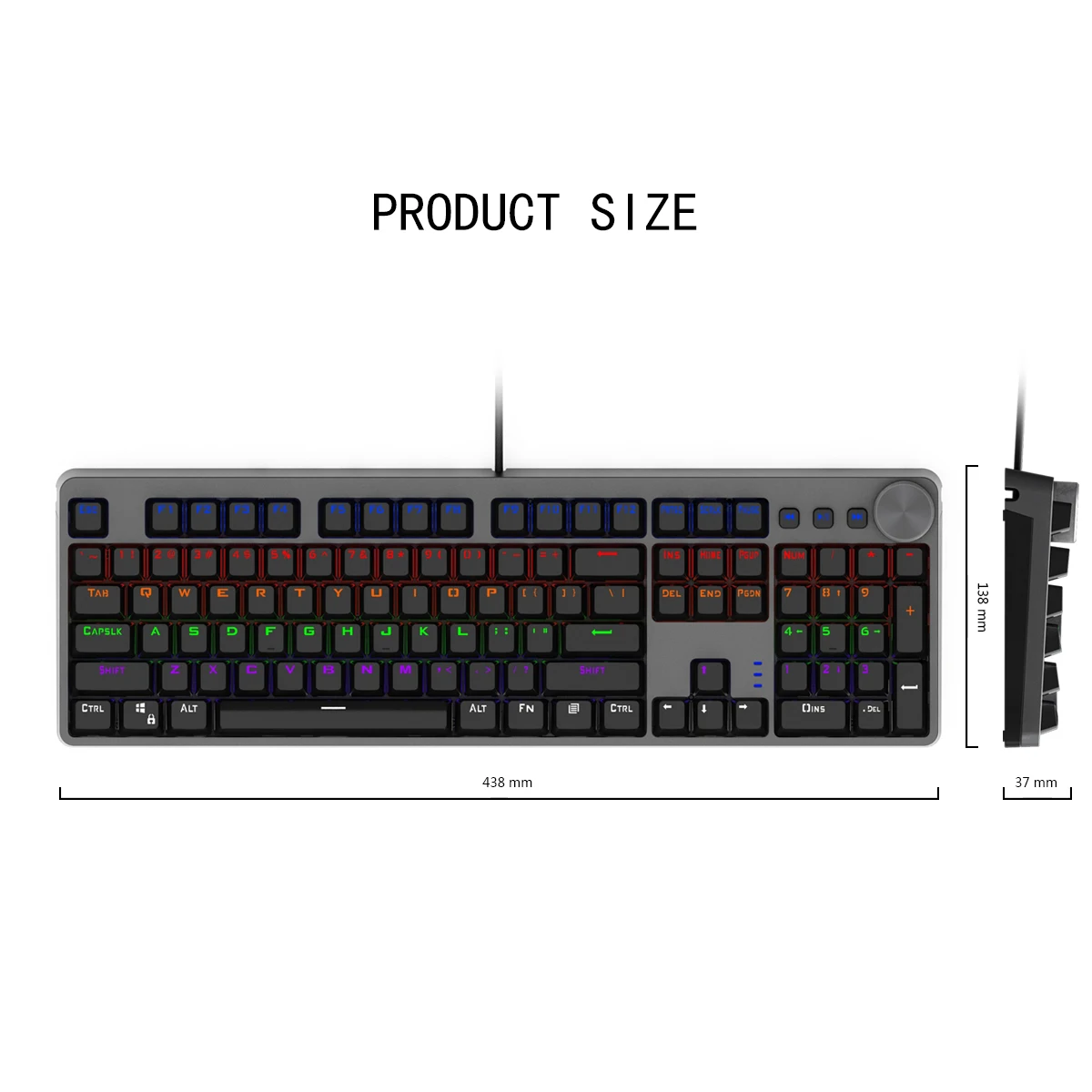 game mechanical keyboard russianspanishfrenchus layout 104 key wired led backlight professional gaming keyboard。gray black, free