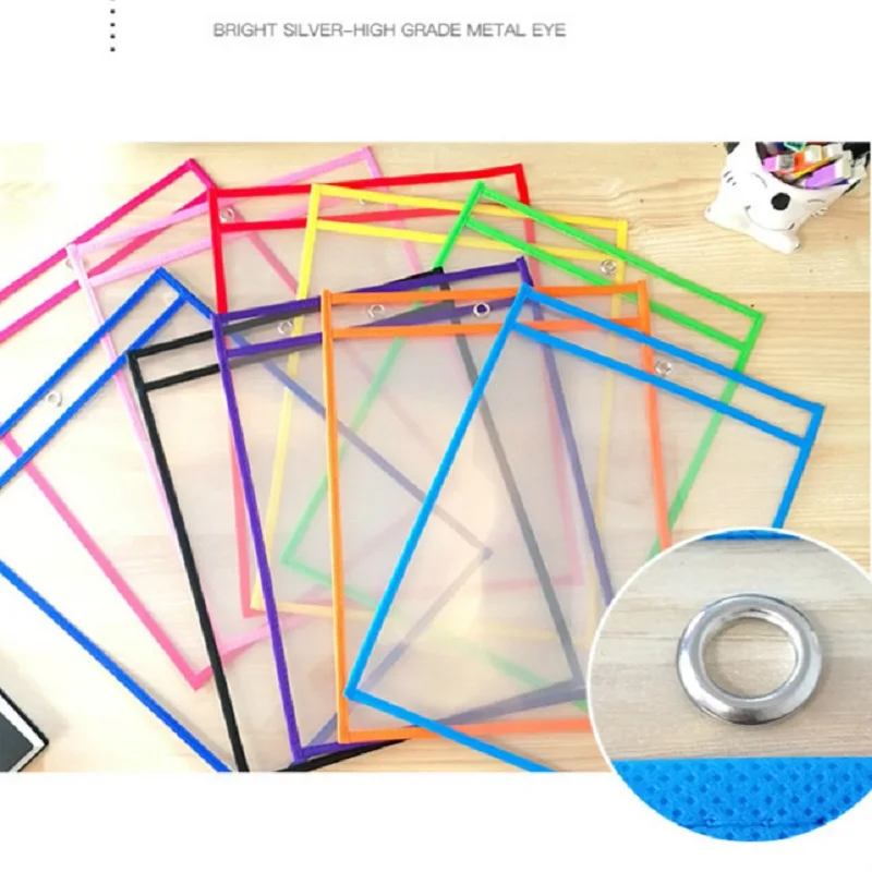 Эко дружественные Многоразовые прозрачные файл карман сухой стираемый дисплей