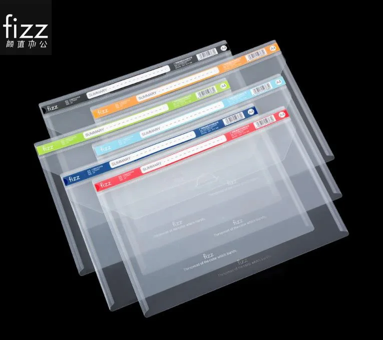 6pcs/set Original Fizz Buckle type Transparent File Holder Document storage bag 6 Colors | Канцтовары для офиса и дома
