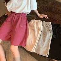 shorts women summer loose embroidery wide leg knee length harajuku casual simple ins trendy all matc