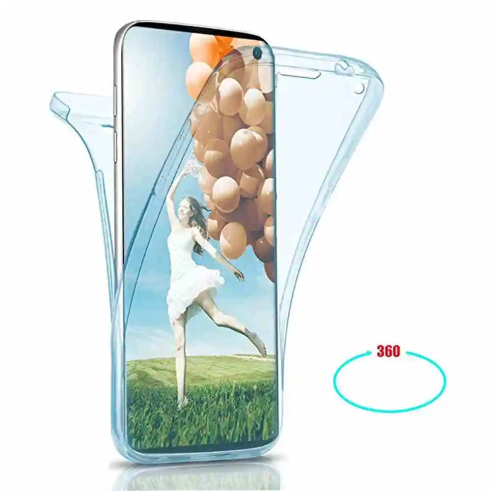 Синий Двойная круговая Защита Чехол прозрачный чехол для samsung Galaxy Note 10 Pro A70 A60 A50 A40 A30 A10 M30 M20 M10 A6 A8Plus A7 S10 плюс - Цвет: Синий