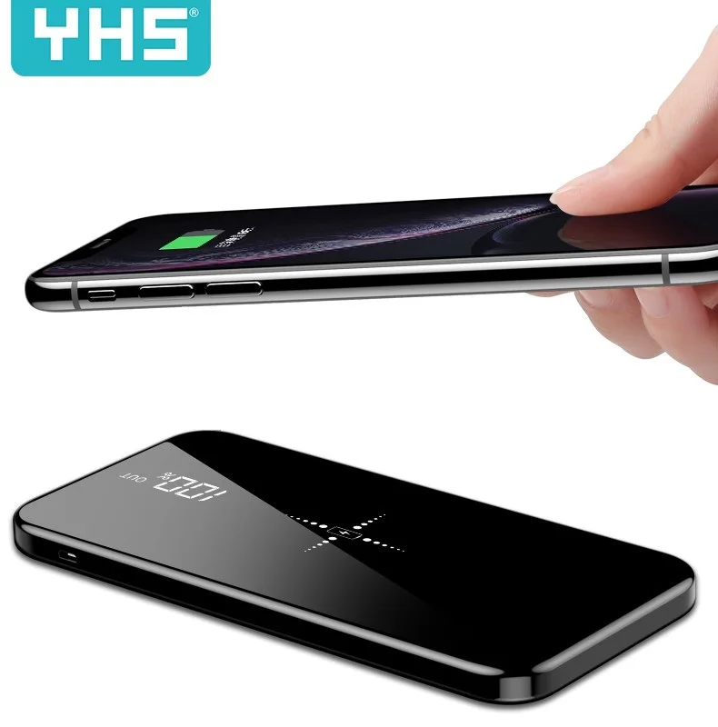 Быстрая зарядка беспроводной внешний аккумулятор двойной USB зеркальный экран 30000