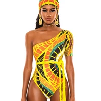 one shoulder swimsuit one piece swimwear padded monokini 2020 african bikini totem female bathers bathing suits no belt scarf