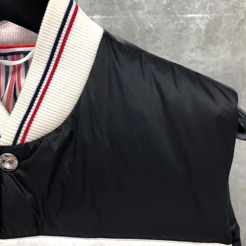 TB THOM Winter Men's Jackets Fashion Brand Down Black Jacket Vest Matte Nylon Chest 4-Bar Stripe Thick Wholesale TB Thermal vest
