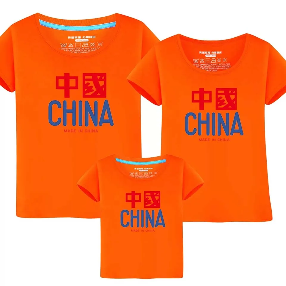 Фото Новинка 2021 летняя футболка в китайском стиле одежда для мам пап детей наряд