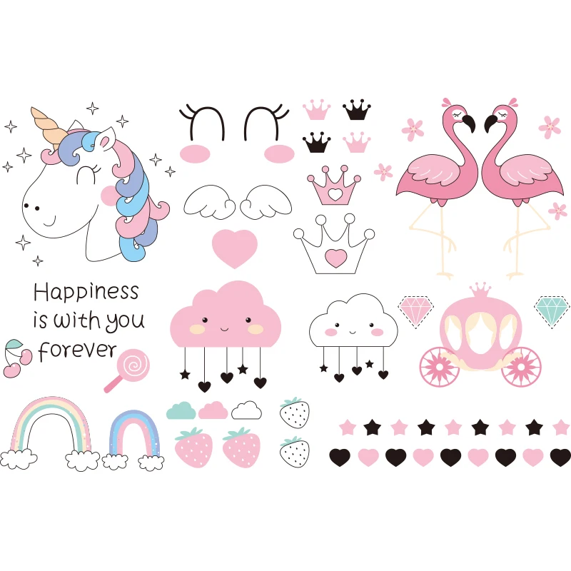 

[SHIJUEHEZI] Cartoon Dogs Wall Stickers DIY Unicorn Flamingo Animal Wall Decals for Kids Room Baby Bedroom Home Decoration