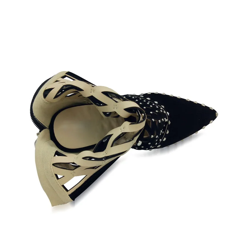 Женские босоножки-гладиаторы на высоком каблуке с перфорацией - купить по