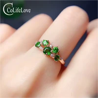 colife jewelry fashion silver gemstone ring 5 pieces 100 natural chrome diopside ring 925 silver gemstone gift for woman