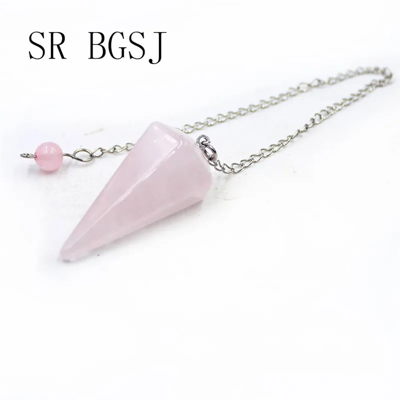 Бесплатная доставка diy Ювелирные изделия маятник шестиугольная Роза кварц