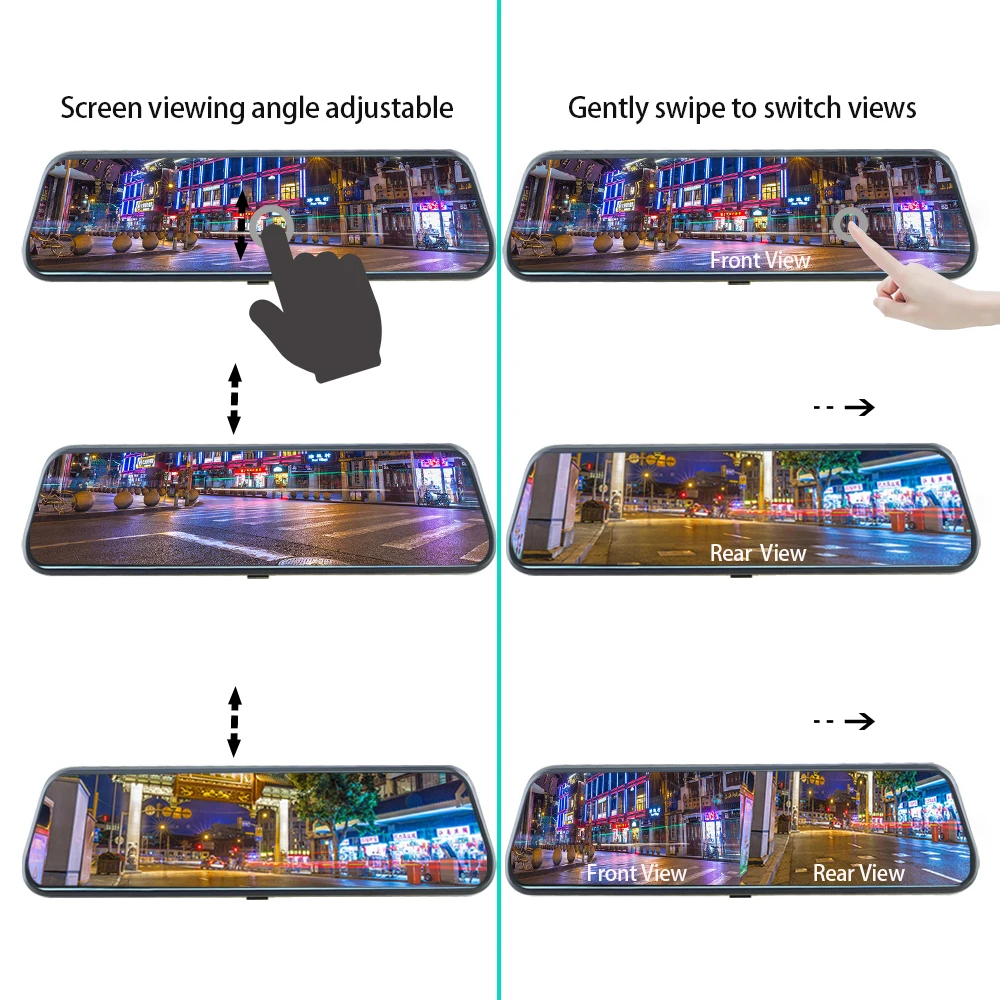 Видеорегистратор зеркало заднего вида с сенсорным экраном и камерой