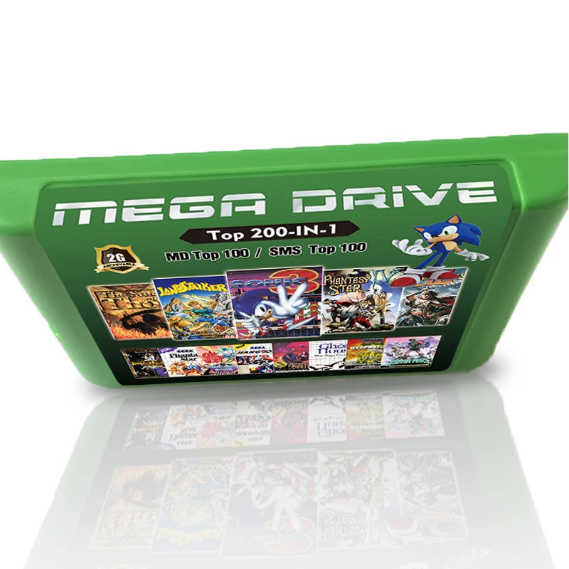 Новая популярная игровая карта 2G 200 в 1 для игровой приставки Sega Megadrive 100 лучших игр