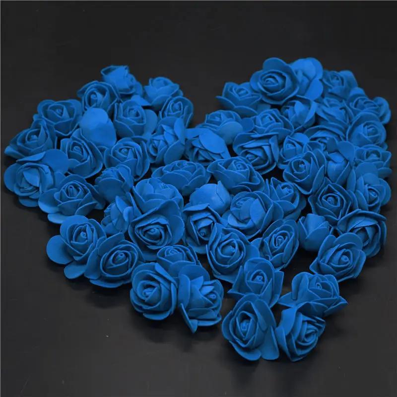 Dark blue 50 шт 100 шт 500 шт Дешевые мини темно-синие ПЭ Пена головка розы поддельные цветы, изготовленные вручную Свадебные украшения - Цвет: Dark blue