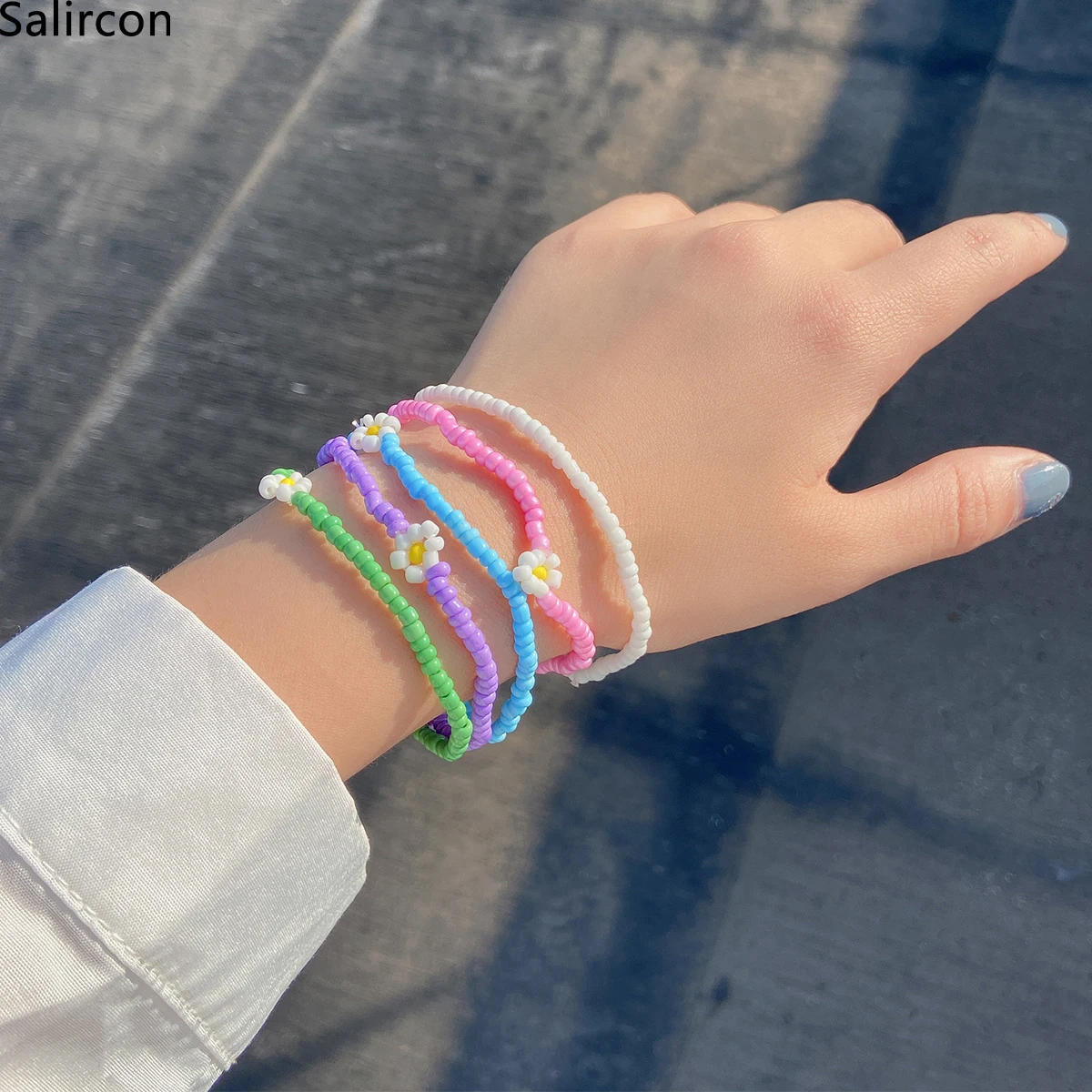 

Bohemian Seed Bead Charm Bracelet For Women Girl New Korean Colorful Multi Layer Elastic Stacked Bracelet Ins Aesthetic Jewelry