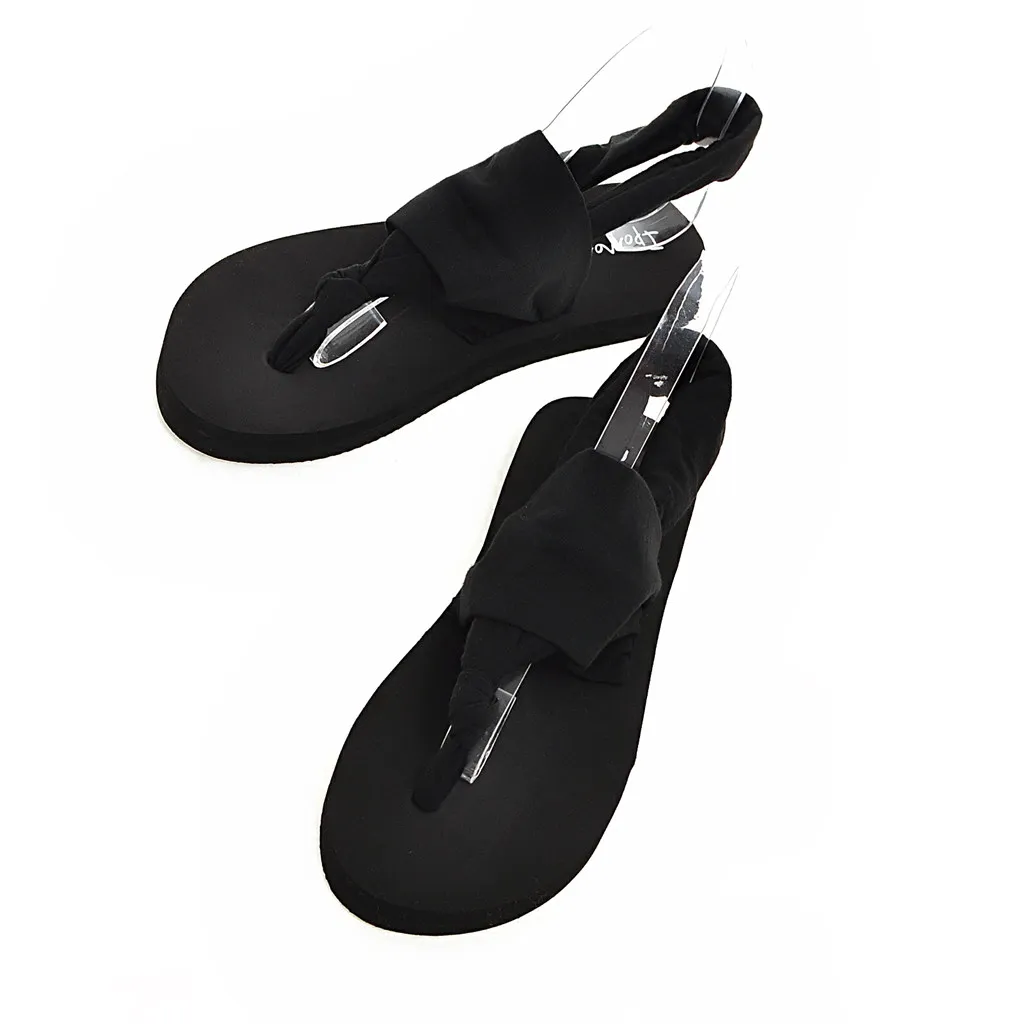 

2021 Summer New Women Sandals Bohemian Style Cloth Color Strips Roman Shoes Flat-Heeled Low-Top Flip-Flops Size 35-39
