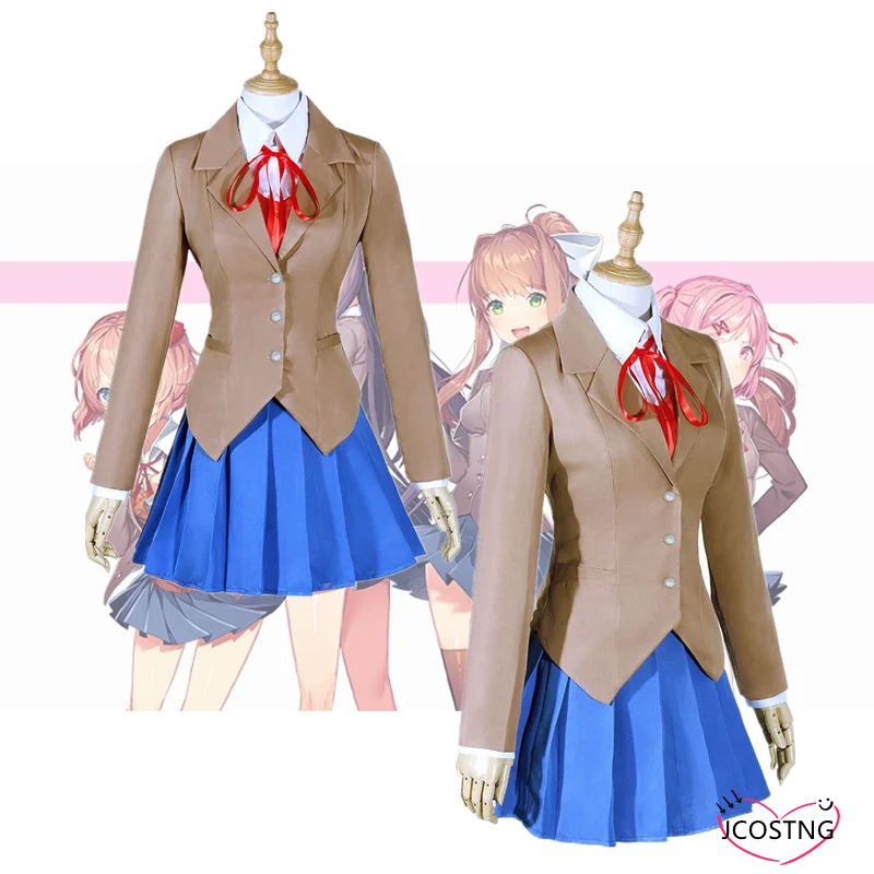 Аниме Косплей доки Литературный клуб Моника Sayori Yuri Natsuki Костюм Школьная форма