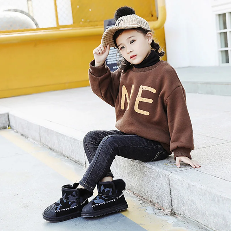 

Hot Sellin Children Snow Boots Winter Thick Faux Leather Plush Short Boots Warm and Comfortable for Winter Travel Skiing LBV