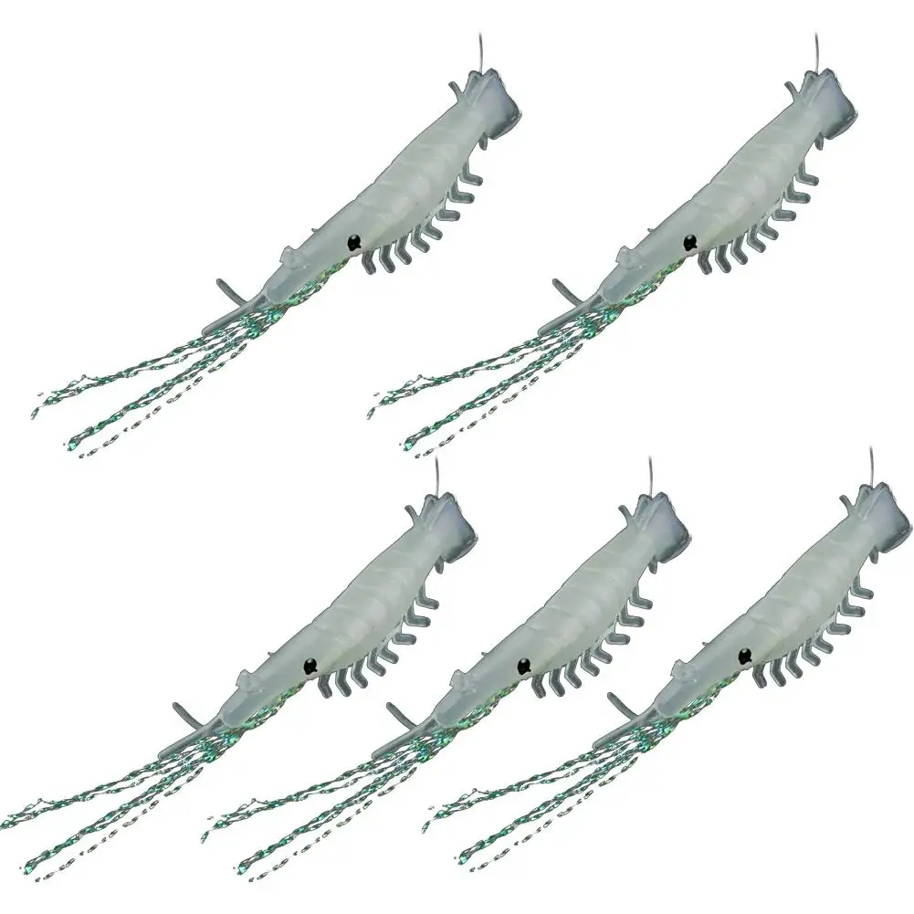 

5Pcs Luminous Artificial Shrimp Baits Fishing Lure Single Hook Tackle Crank Bait