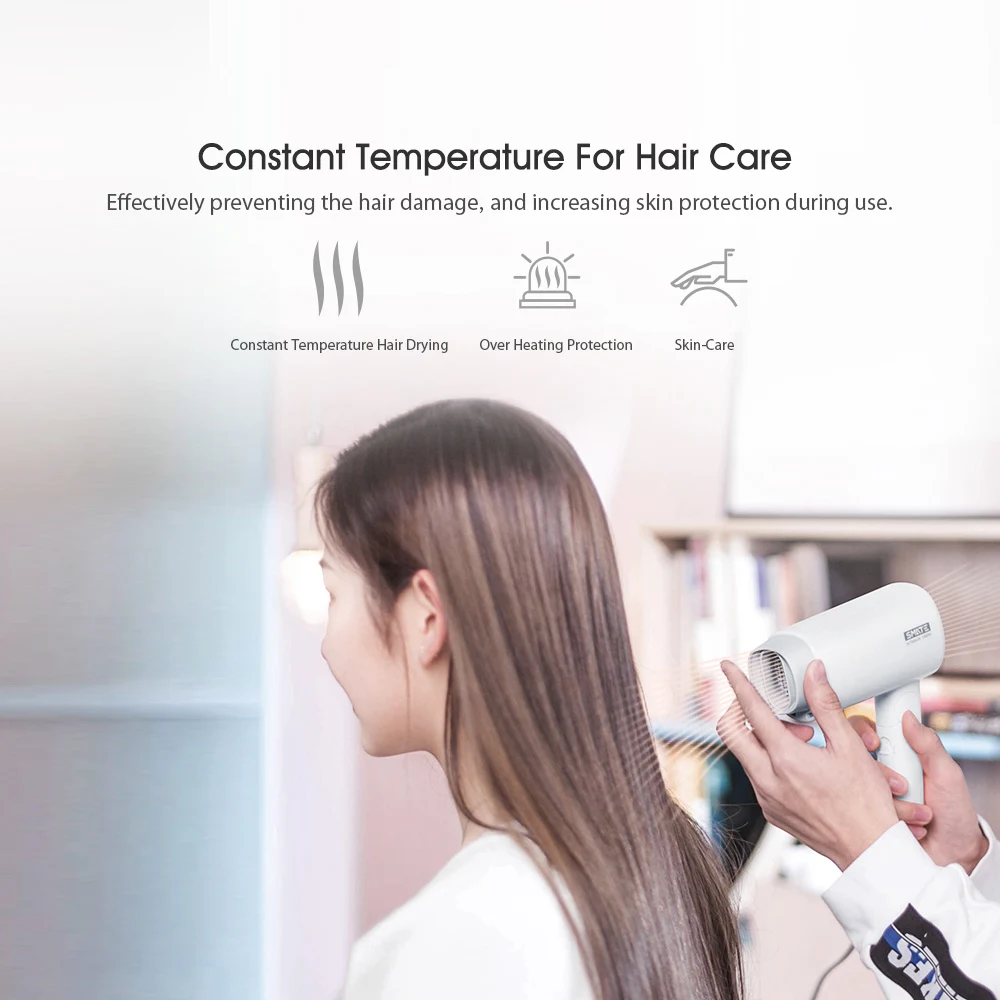 Мини фен для волос SMATE SHA100 с анионами Быстросохнущий диффузор отрицательными