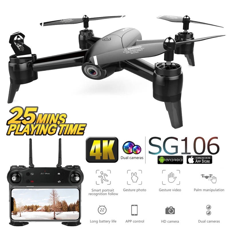 

SG106 WiFi Drones With Camera 4K Dual Camera Optical Flow Aerial Video Helicopter RC Quadcopter For Toys Kid RTF Dron 4k Drone