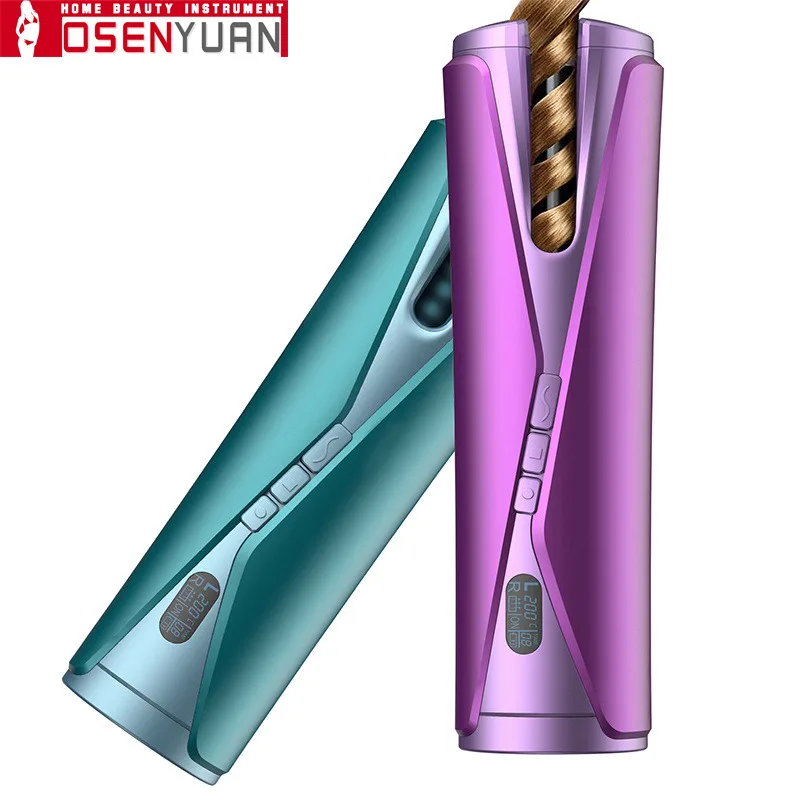 

Automatic Hair Curler With Wireless Charging Stand USB Rechargeable Curling Iron Temperature Adjustable Curls Waves Hair Styles