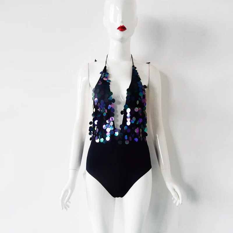 L1017 горячая Распродажа модный сексуальный комбинезон с блестками для ночного