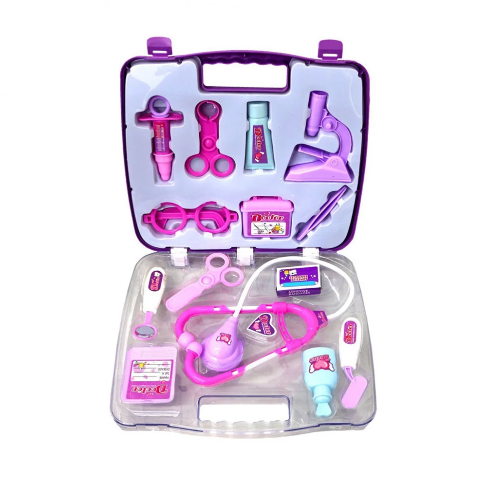 

14Pcs Pretend Play Kit Nurse with Stethoscope for Toddlers Boys and Girls (Purple)