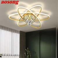 aosong brass ceiling light modern creative luxury crystal lamp led fixtures decorative for home