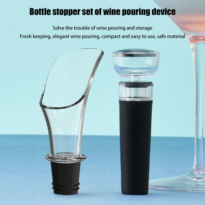 

Universal Wine Pourer & Stopper Set Manual Vacuum Bottle Stopper Acrylic Aerator Pourer for Cooking Oil Liqueur BOM666