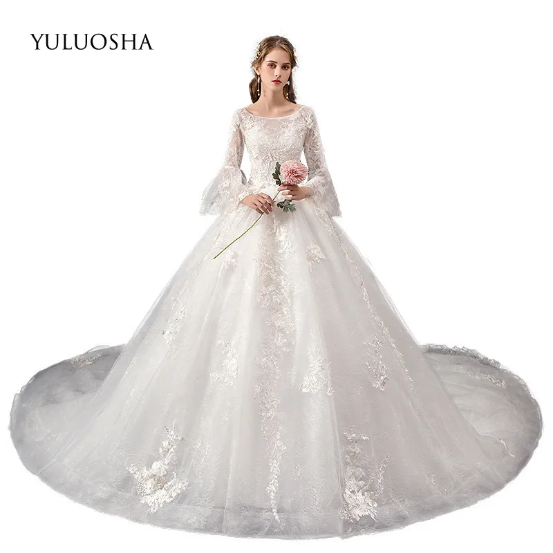 Женское свадебное платье в стиле бохо YULUOSHA Элегантное с круглым вырезом и