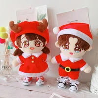 christmas snow hat snowman sweater suit 20cm plush dolls clothes accessories for korea kpop exo baby dolls fans collection gifts