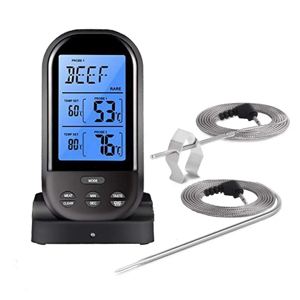 

Digital Meat Thermometer with Waterproof Dual Probe Wireless Remote Thermometer for BBQ, Oven, Smoker, Grill