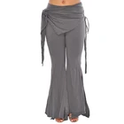 Племенной Fusion Высокая Талия расклешенные брюки практика штаны с Панель боковыми разрезами в готическом стиле шаровары для танца живота