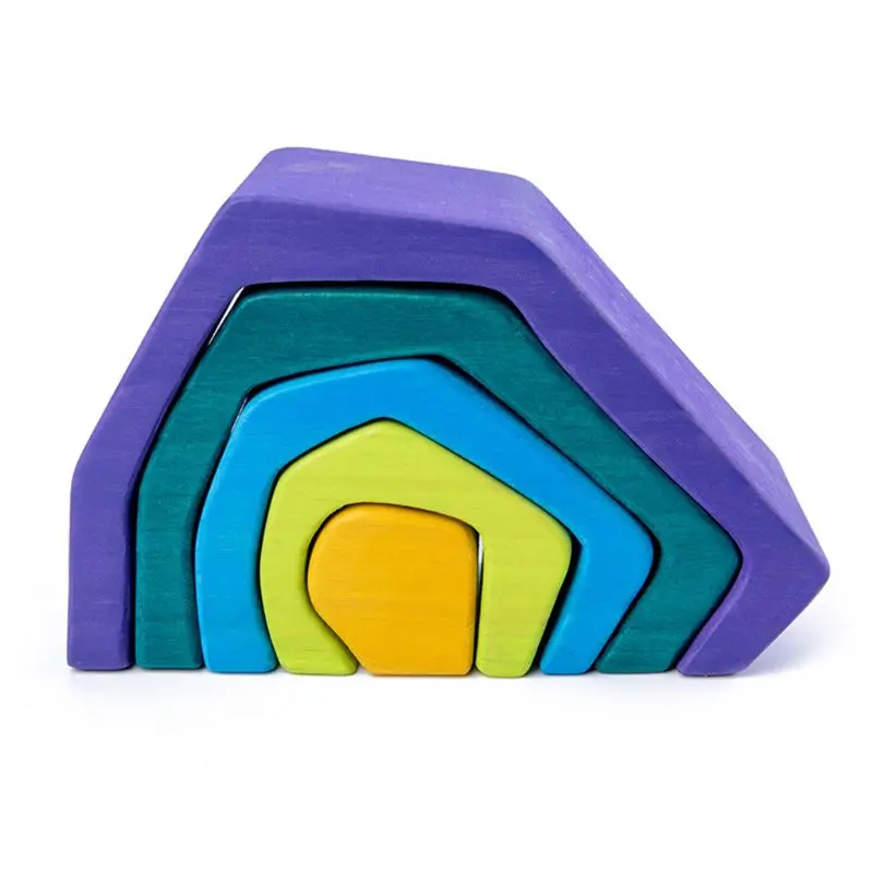 

Kids Wooden Rainbow Building Blocks Stone Hand-Eye Puzzle Educational Toys Gifts