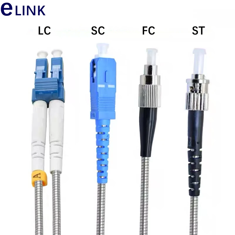 10pcs 3mtr 1C Fiber optic Patchcords stainless steel jacket LC SC FC ST Armored patch cable Outdoor Singlemode jumper SM 2.8mm