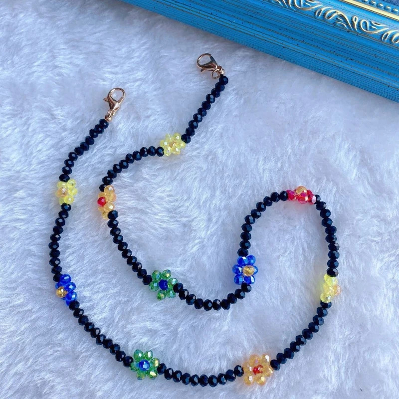 

Beaded Chain Face Mask Holder Strap Colorful Crystal Flower Ear Saver Lanyard Y1AC