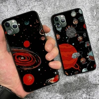 Cartoon style Solar system Space Aesthetics soft silicone Phone case cover shell For iPhone Plus Pro Max