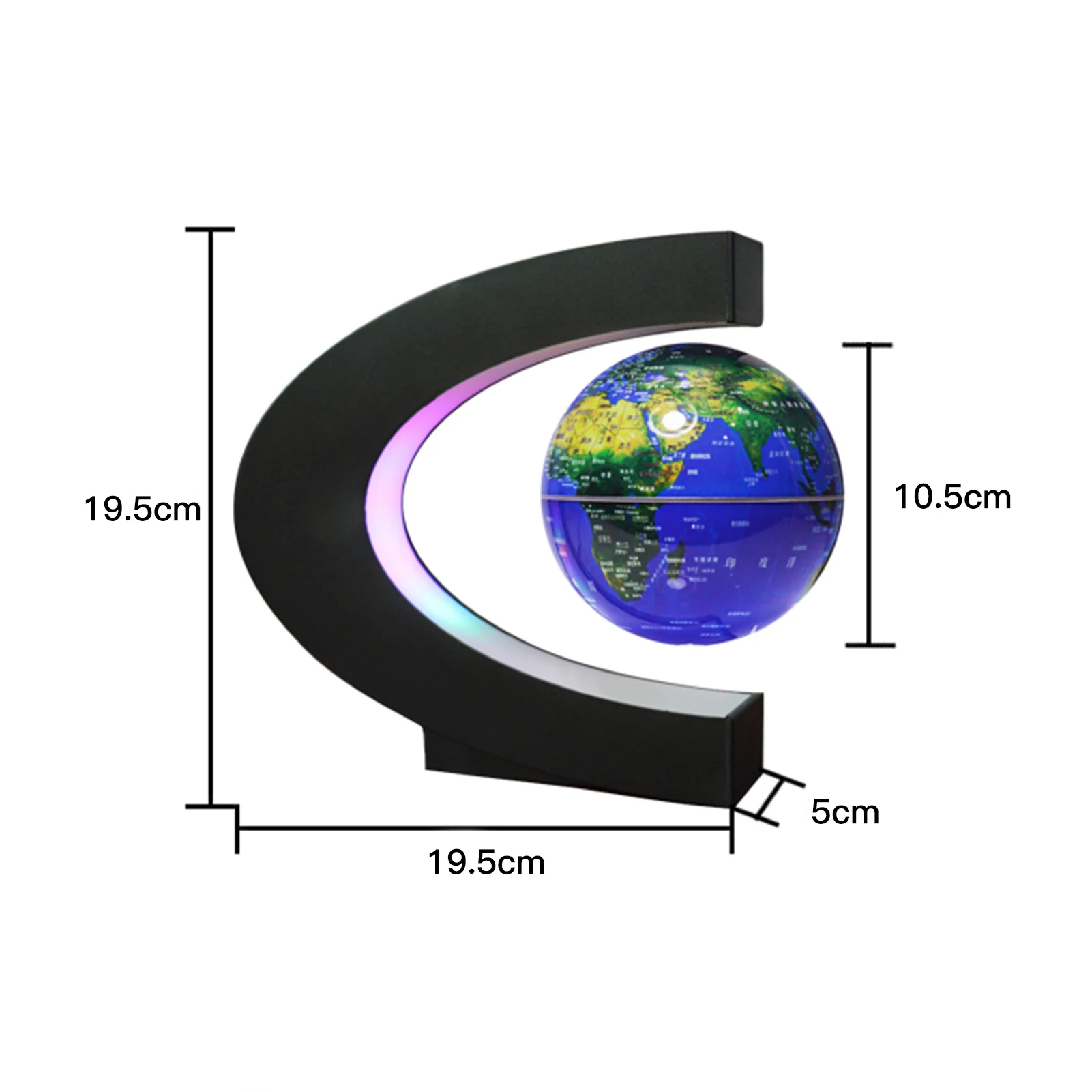 Плавающий глобус со светодиодными многоцветный база креативный 4 дюйма C Форма