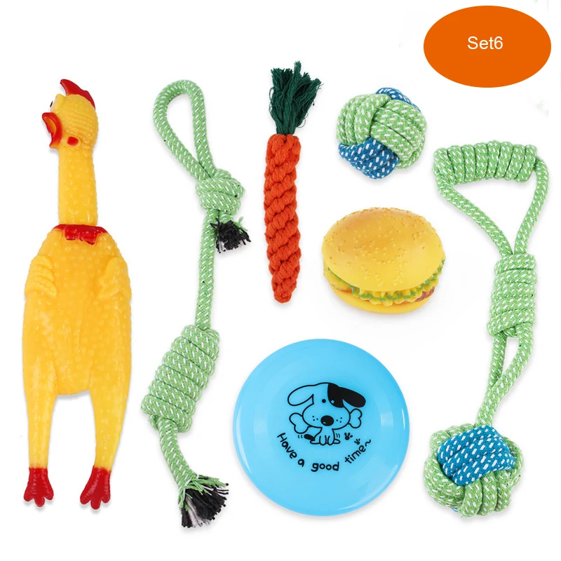 Pet Dog Toy Sets Squawking Rooster Screaming Rubber Chicken Pets Toys Attractive Cat Puppy Sound Molar Chew | Дом и сад