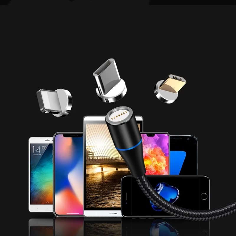 Магнитный USB кабель для Iphone TYPE-C Micro 3A Быстрая зарядка линии передачи данных
