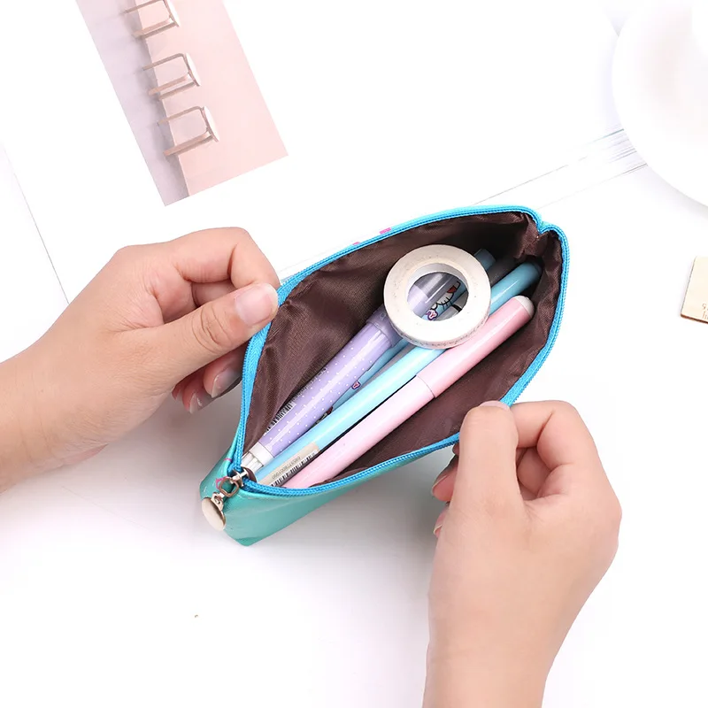 Кавайный чехол для карандаша кожаные школьные принадлежности с фламинго