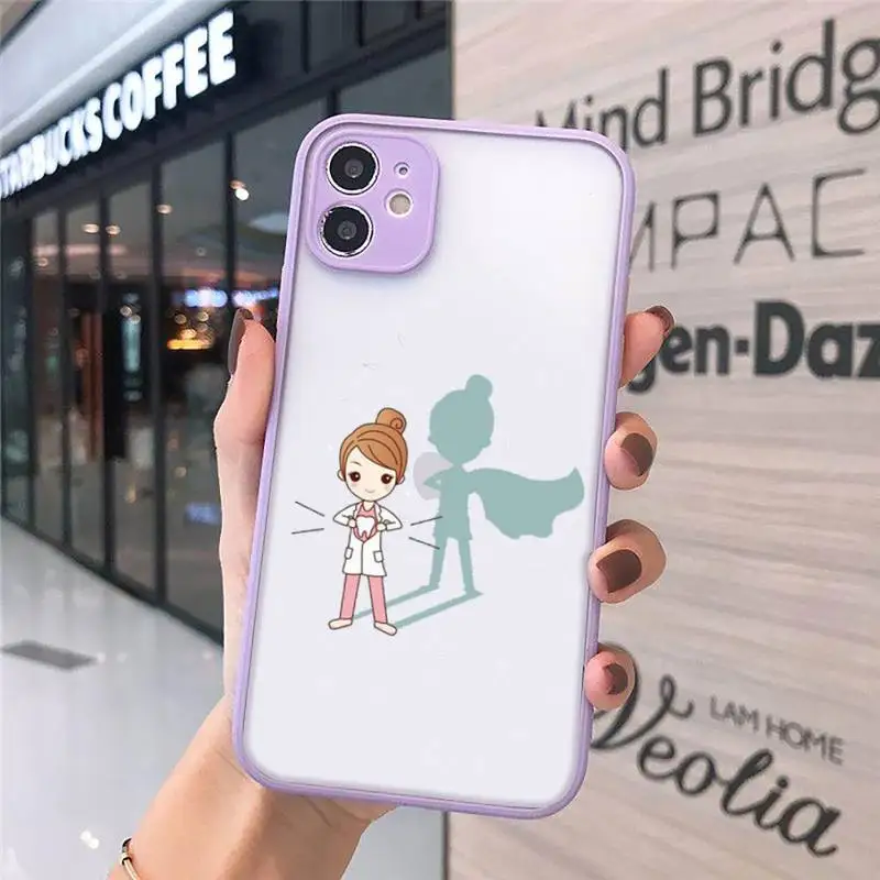 

Cartoon Medicine Doctor Nurse Phone Cases matte transparent For iphone 7 8 11 12 plus mini x xs xr pro max cover