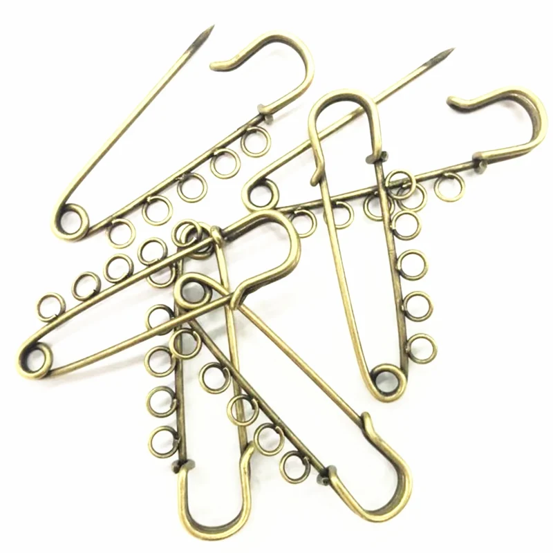 Булавка для безопасности броши булавка сзади 5 отверстий бронзовый тон шитья