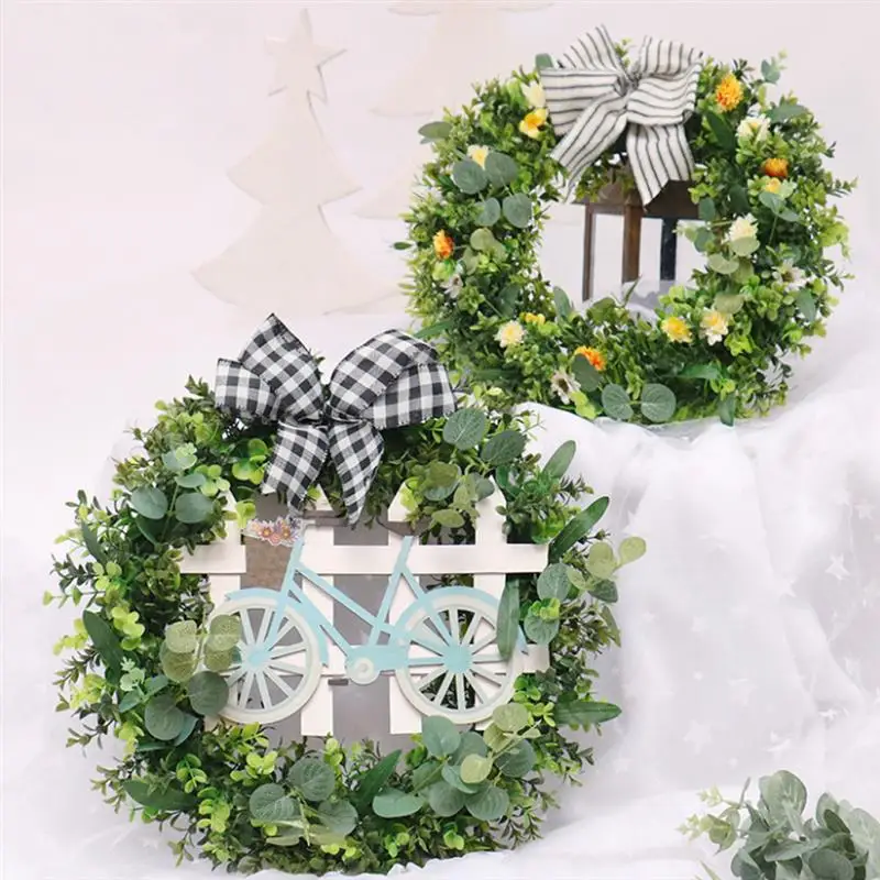 

Easter Wreath Easter Eggs Decoration Rattan Artificial Flower for Home DIY Crafts Door Hanging Garland Easter Party Decor