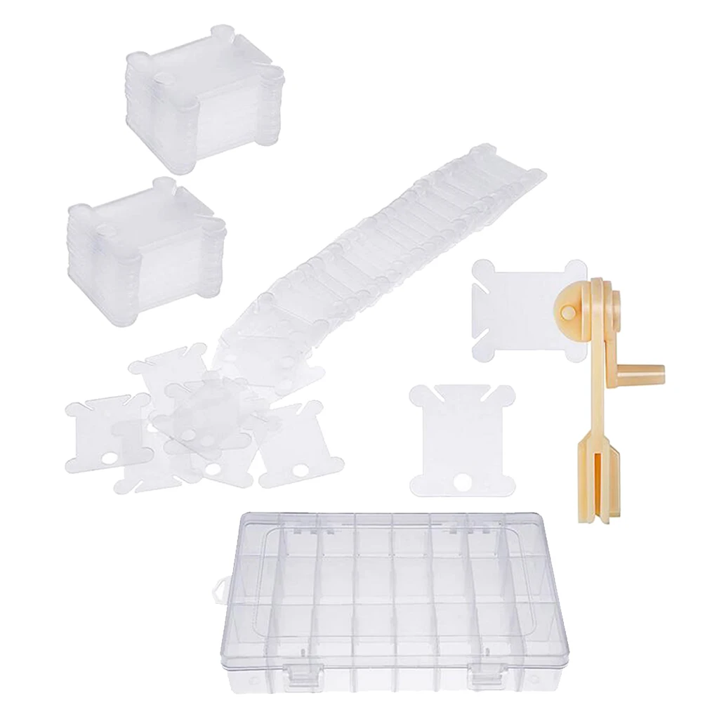 100 шт. пластиковые нити шпульки с наматывателем и вышивальный органайзер коробка