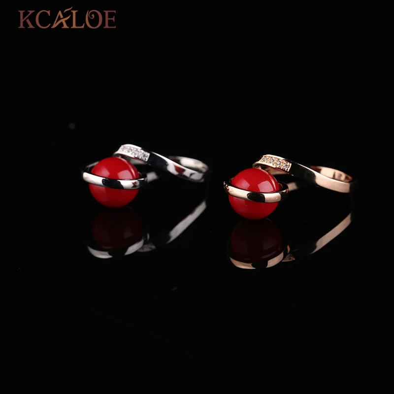 KCALOE Красные Искусственные Коралловые Кольца Для Женщин Ювелирные Изделия На