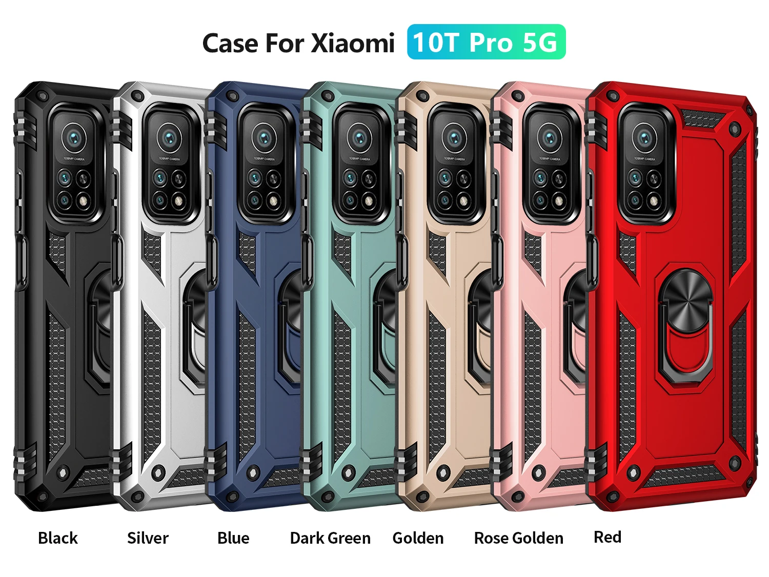 

Luxury Case for Xiaomi Mi 10T Mi10T Pro Shockproof Case for Mi 10T Lite Car Magnetic Ring Silicone Cover