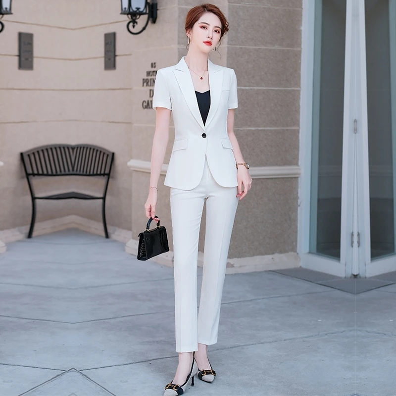 New 2 Piece Set Suit Blazer and Trousers&Skirt for Women Career Interview OL Professional Blazers Coat Pants Suits Oversize Plus
