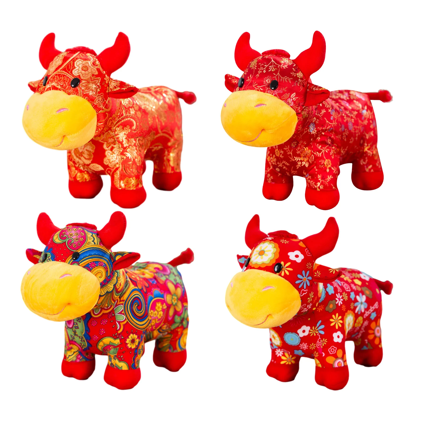 

25cm 2021 Year Chinese Zodiac Ox Cattle Plush Toys Cute Red Milk Cow Mascot Plush Doll Stuffed For Children Kids Birthday Gifts