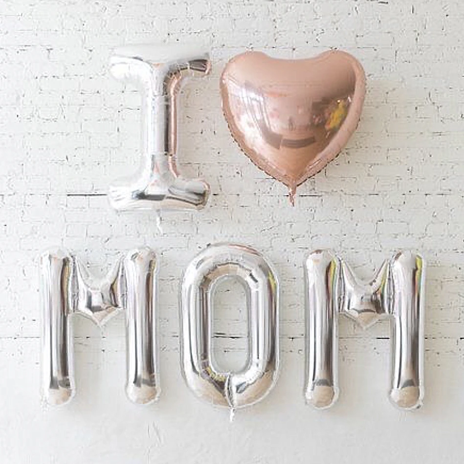 

15PC 32inch Happy Mother's Day letters metal aluminum foil latex balloons home decor party home decoration accessories Rose Gold